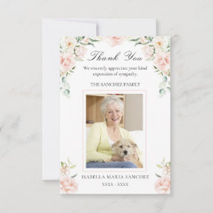 Carte De Remerciements Sympathy rose Floral Funeral Photo