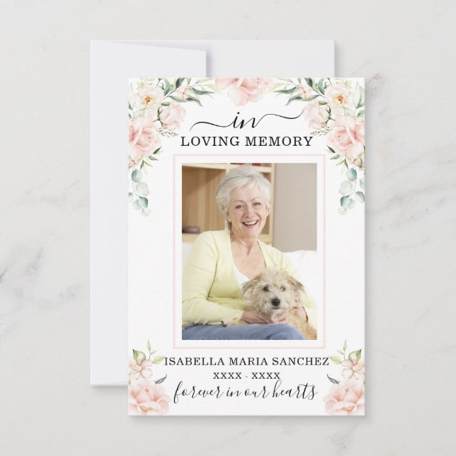 Carte De Remerciements Sympathy rose Floral Funeral Photo (Devant)