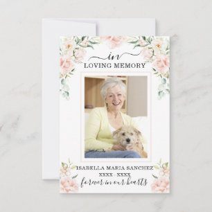 Carte De Remerciements Sympathy rose Floral Funeral Photo