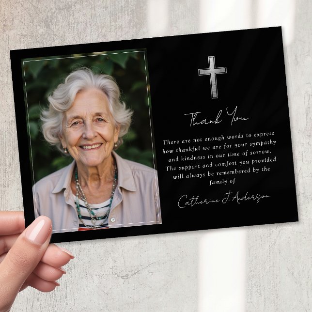 Carte De Remerciements Sympathy Silver Cross Photo Funérailles (Créateur téléchargé)