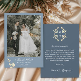 Carte De Remerciements Symphonie florale intemporelle en Mariage bleu