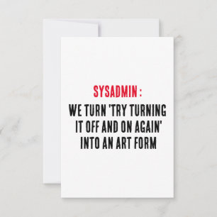 Carte De Remerciements Sysadmin Nous essayons de l'éteindre et de l'allum