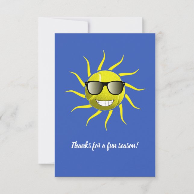 Carte De Remerciements T-Shirt Tennis Ball Cool Sun Face (Devant)