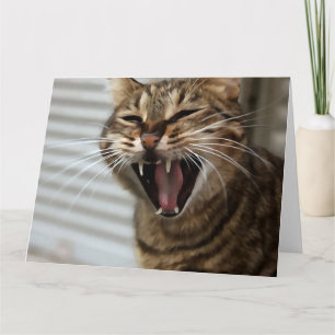 Carte De Remerciements Tabby Cat Yawning Portrait Artistique