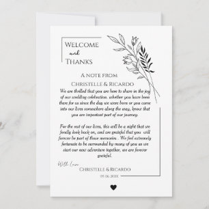 Carte De Remerciements Table de bienvenue moderne pour les invités de mar