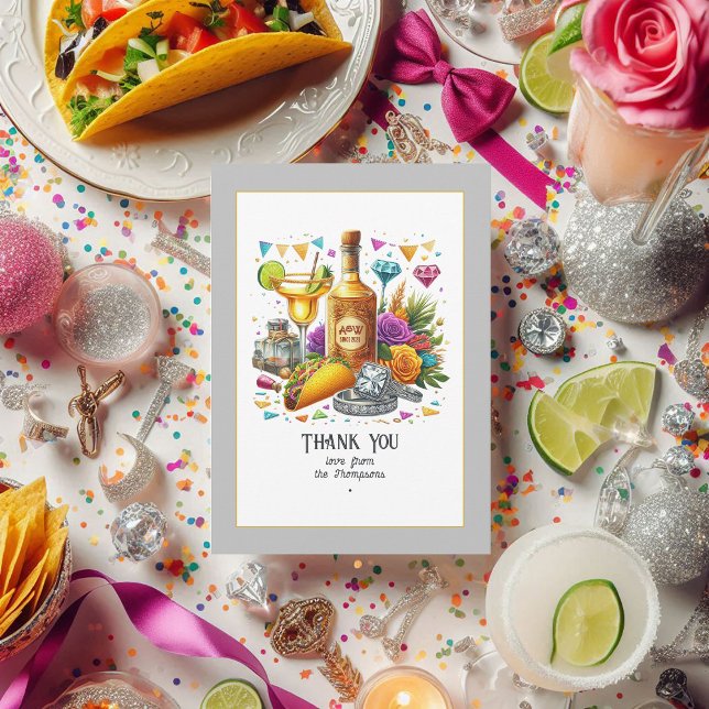 Carte De Remerciements Taco & Tequila Mariage mexicain Fiesta (Taco & Tequila Mexican Fiesta Wedding Thank You Card)