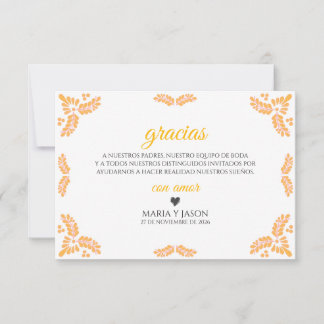 Carte De Remerciements Talavera Yellow Floral Minimalist Spanish Wedding