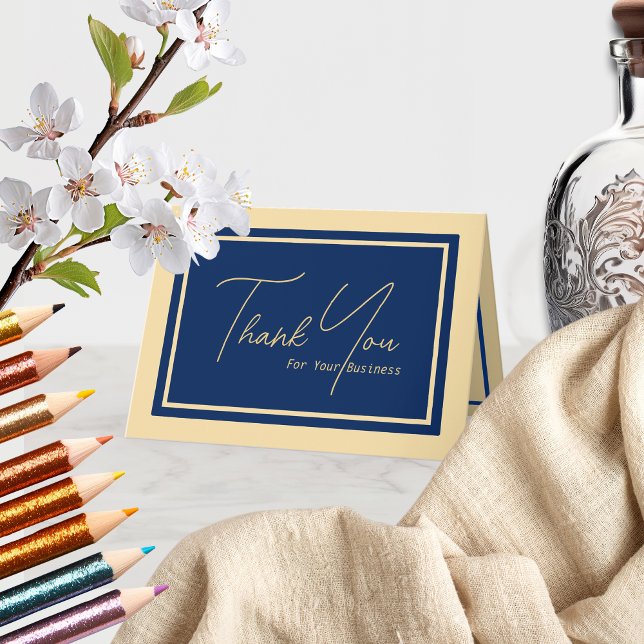 Carte De Remerciements Tan de Duotone moderne / Marine (Créateur téléchargé)