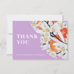 Carte De Remerciements Tangerine Agrumes Branches florissantes Wreath Flo