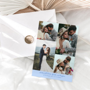 Carte De Remerciements Tant d'amour Élégante photo de mariage bleu givré