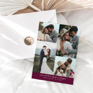 Carte De Remerciements Tant d'amour Élégante photo de mariage Cranberry