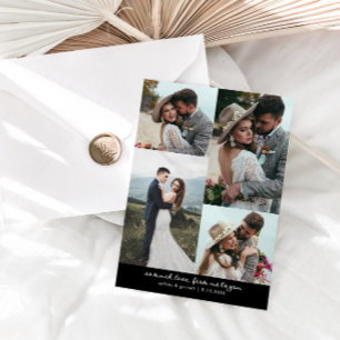 Carte De Remerciements Tant d'amour Élégante Photo de mariage Noir