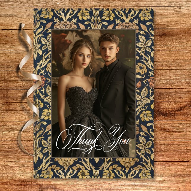 Carte De Remerciements Tapisserie victorienne William Morris Floral Maria (Victorian Tapestry William Morris Floral Wedding Thank You Card)