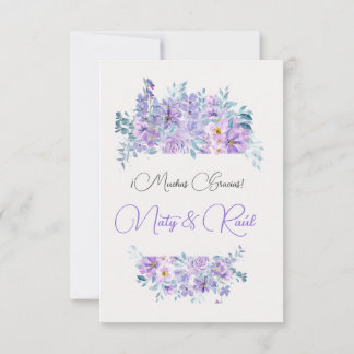 Carte De Remerciements Tarjeta De Agradecimiento Boda tonos lila 