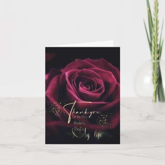 Carte De Remerciements Tarjeta de agradecimiento plegada con rosa (Devant)