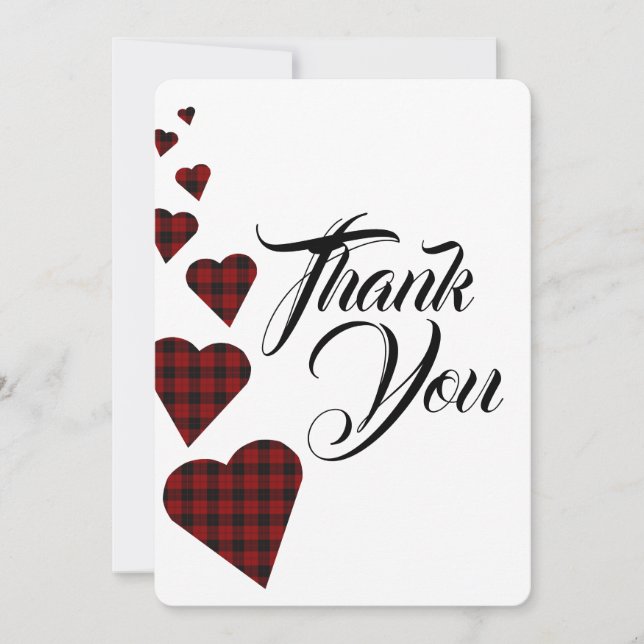 Carte de remerciements Tartan rouge (Devant)