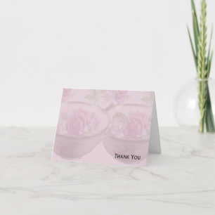 Carte De Remerciements Tasse de thé antique de rose de rose sur le mauve
