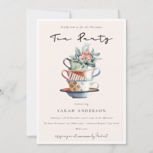 Carte De Remerciements Tasses à thé de Noël à l'Invitation