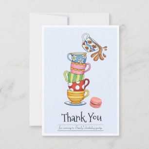 Carte De Remerciements Tasses à thé empilées à base de Whimsical Cute