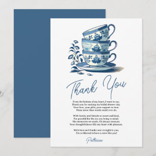 Carte De Remerciements Tasses à thé empilées bleu chinoiserie pour la tea