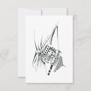 Carte De Remerciements Tatouage Tribal Abstrait Noir et Blanc Suspendu