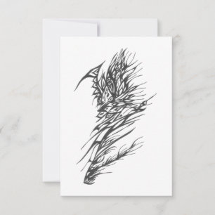Carte De Remerciements Tatouage Tribal Abstrait Noir et Blanc Vignes