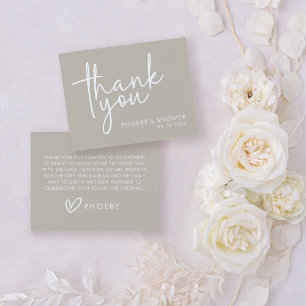 Carte De Remerciements Taupe minimaliste Fête des mariées de script plat