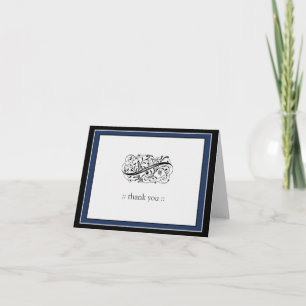 Carte De Remerciements {TBA} Simply Elegant Custom Thank You (navy/black)