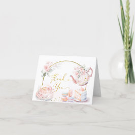 Carte De Remerciements Tea Party à la Fête des mariées rose
