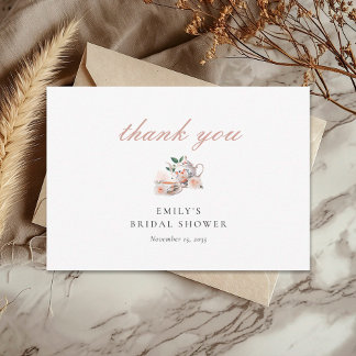 Carte De Remerciements Tea Party Floral Bridal Shower Thank You Card