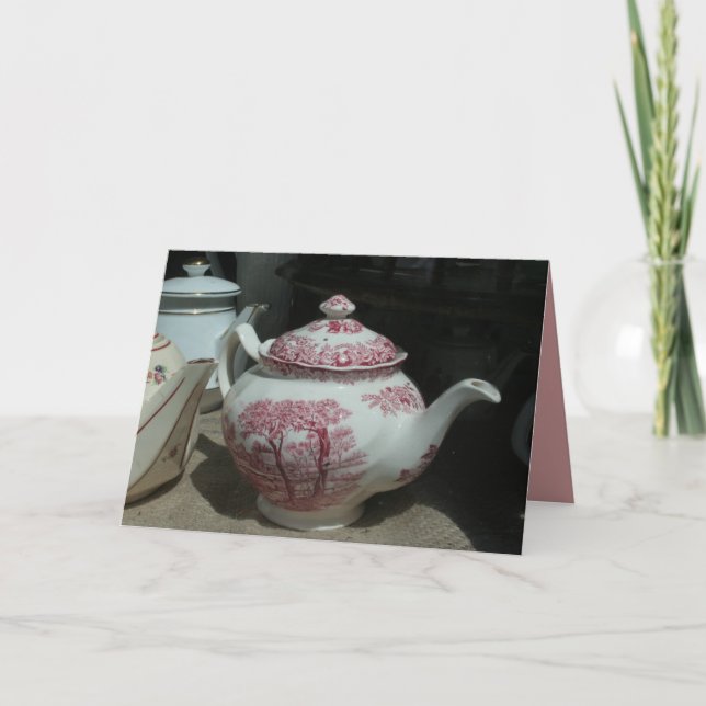Carte De Remerciements Tea Time avec Salutation de théière anglaise vinta (Devant)