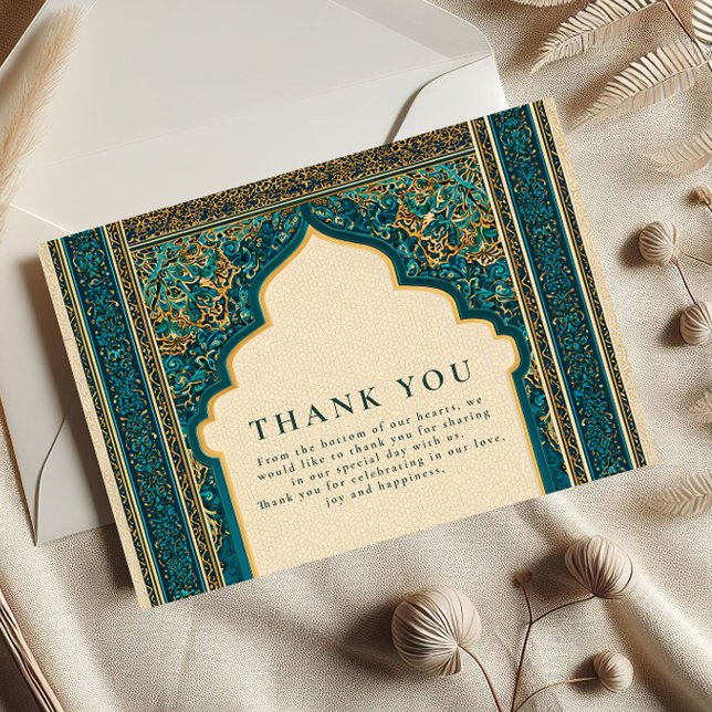 Carte De Remerciements Teal Arch Islamic Wedding (Créateur téléchargé)