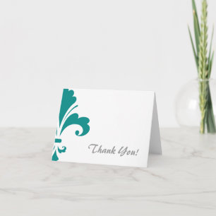 Carte De Remerciements Teal Green Fleur de lis