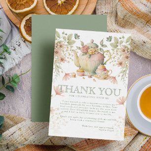 Carte De Remerciements Teapot & tasses de thé Whimsical Fleurs sauvages A