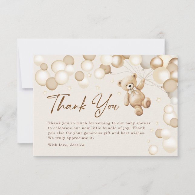 Carte De Remerciements Teddy Bear Baby Shower (Devant)