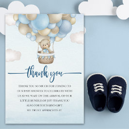 Carte De Remerciements Teddy Bear Baby Shower for Boy –We Can Bearly Wait