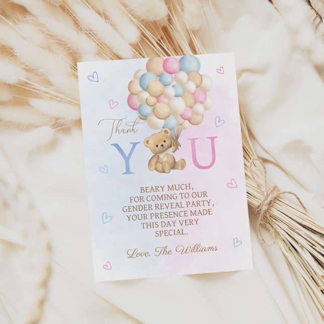 Carte De Remerciements Teddy Bear Balloons Sexe Reveillez (Créateur téléchargé)