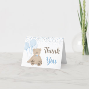 Carte De Remerciements Teddy Bear Bearly Wait Confetti Boy Baby shower