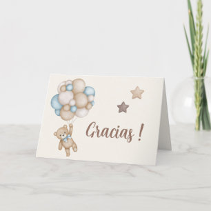 Carte De Remerciements Teddy Bear Espagnol Baby shower garçon