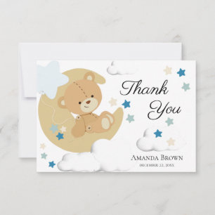 Carte De Remerciements Teddy Bear Love Baby Boy Douche  