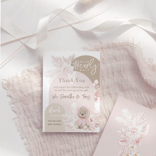 Carte De Remerciements Teddy Bear Moderne Boho Girl Baby shower