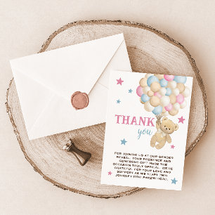 Carte De Remerciements Teddy Bear Rose Bleu Révélation de genre