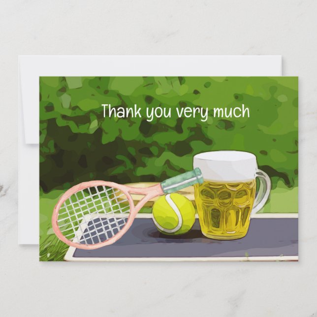 Carte De Remerciements Tennis avec boule de raquettes bière pour le joueu (Devant)