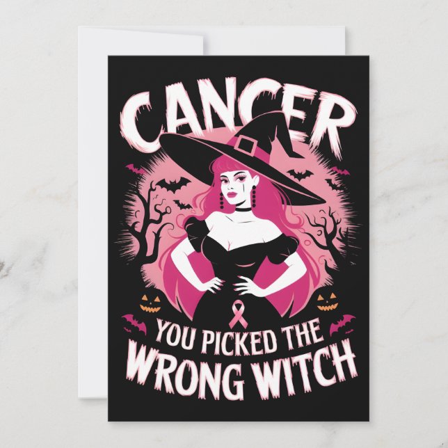 Carte De Remerciements tenue du mois de sensibilisation au cancer, sorciè (Devant)