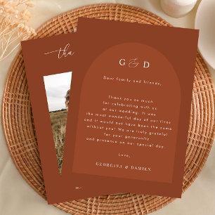 Carte De Remerciements Terracotta Coriander Boho Photo Monogramme Mariage