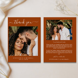 Carte De Remerciements Terracotta Elegant Moderne 2 Mariage photo