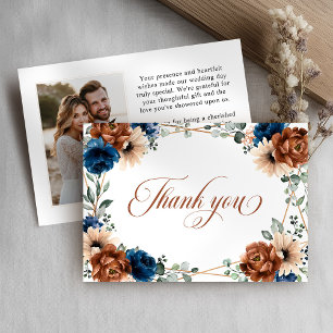 Carte De Remerciements Terracotta Marine Bleu Vert Mariage géométrique