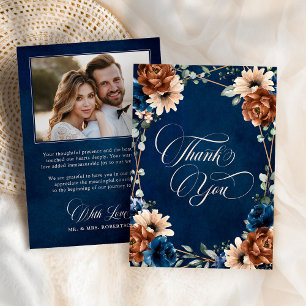 Carte De Remerciements Terracotta Marine Blue Green Mariage photo