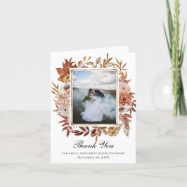 Carte De Remerciements Terracotta rouille Boho Floral Photo Mariage