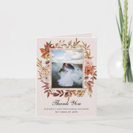 Carte De Remerciements Terracotta rouille Boho rose Floral Mariage photo